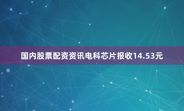 国内股票配资资讯电科芯片报收14.53元